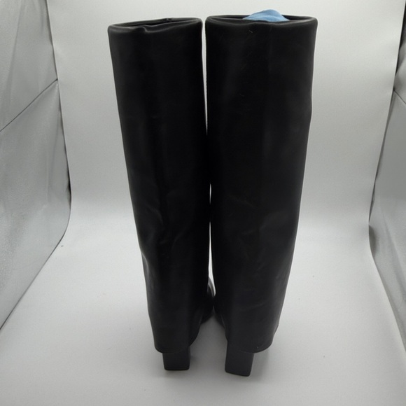 NEW MADDEN GIRL BLACK LEATHER TALL POINTED TOE BOOTS - Picture 7 of 9